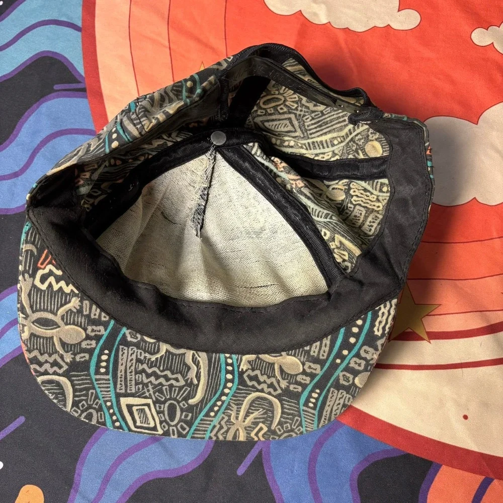 Vintage Bud Dry Draft Hat All Over Tribal Lizard Print Snapback Beer Promo Cap